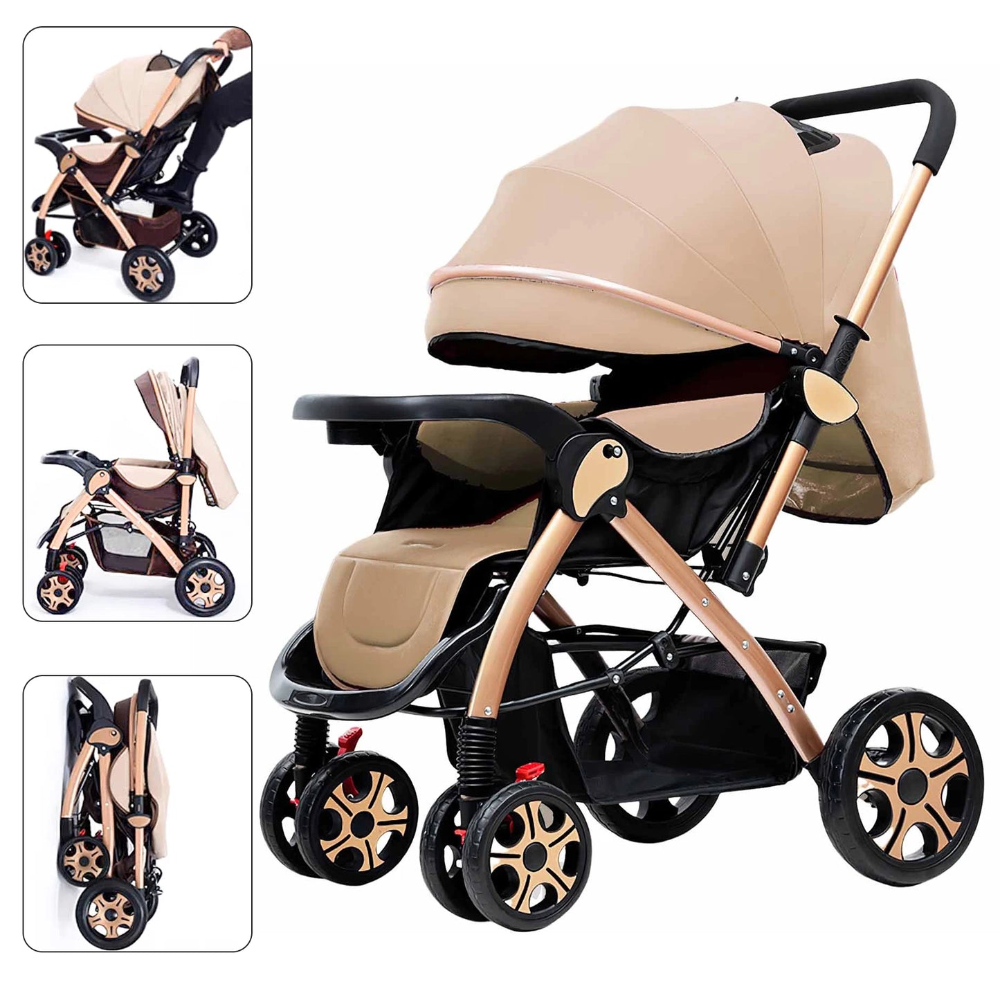 High Landscape Baby Stroller – Multifunctional Bi-Directional, Can Sit or Lie Down, Lightweight & Foldable Baby Stroller