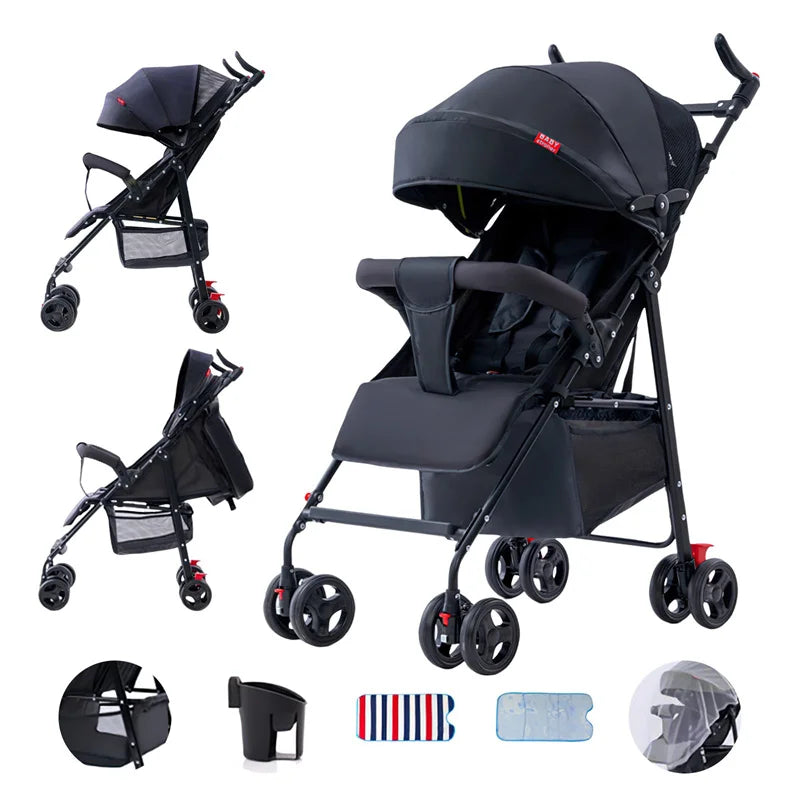 Ultra-Lightweight Baby Stroller – Sit & Lie, Cushioned Umbrella Stroller for Newborns & Toddlers