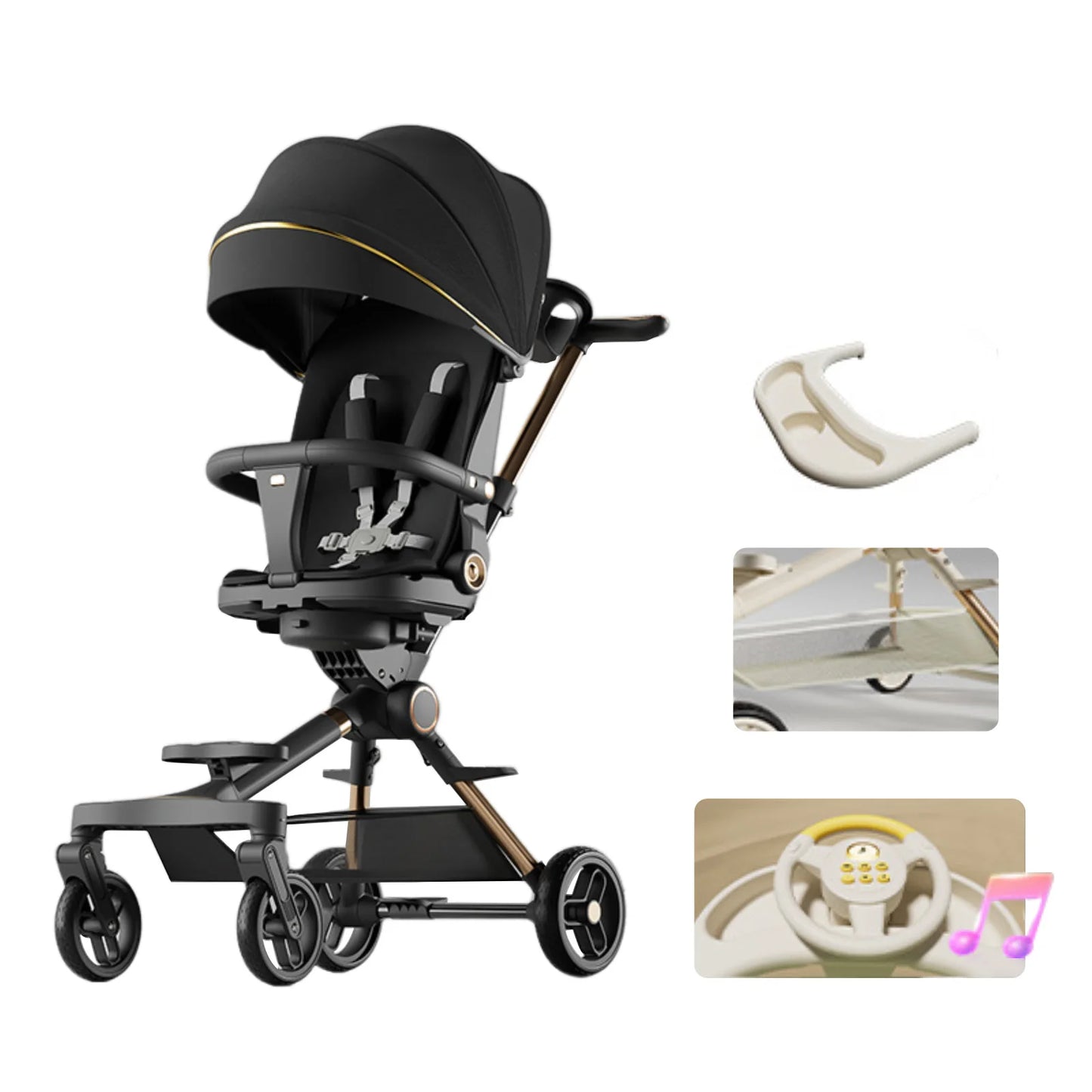 Foldable Children's Buggy – 4-Wheel All-Terrain Stroller, Lightweight, Shock-Absorbing & Durable