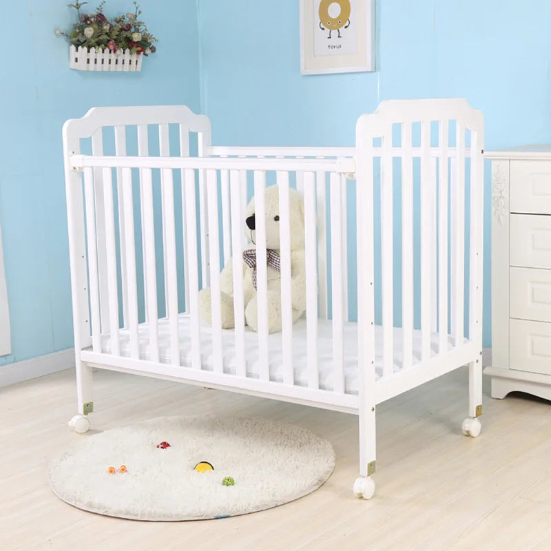 Beedome Pine Baby Crib with Shelf – Extendable 1.4m Kids Bed & Rocking Cradle with Wheels