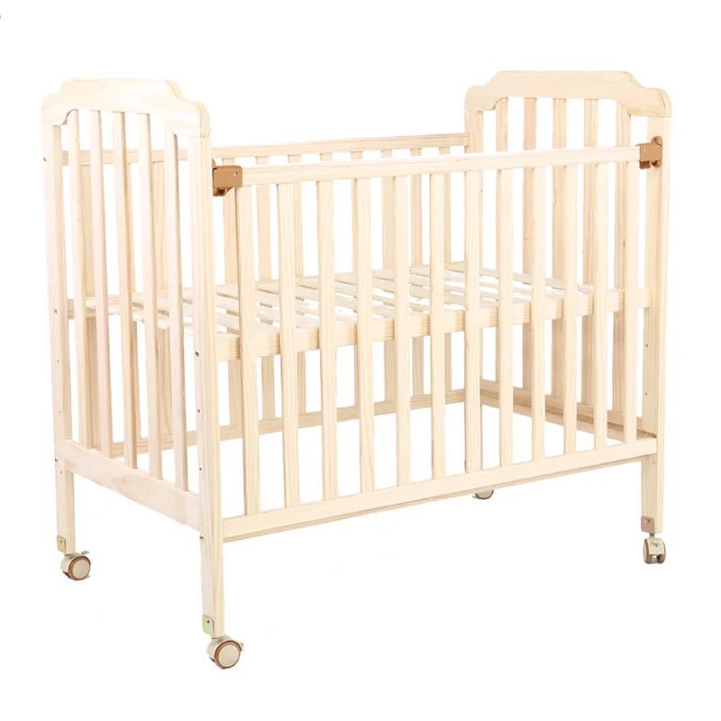 Beedome Pine Baby Crib with Shelf – Extendable 1.4m Kids Bed & Rocking Cradle with Wheels