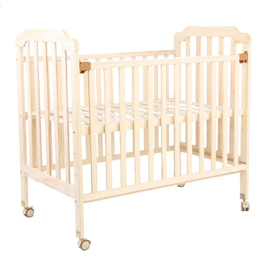 Beedome Pine Baby Crib with Shelf – Extendable 1.4m Kids Bed & Rocking Cradle with Wheels