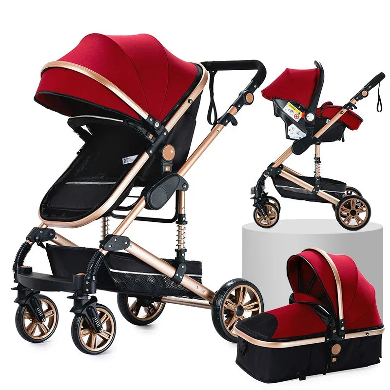 3-in-1 Baby Stroller – 2025 High Landscape Travel Trolley & Safety Carriage for Newborns