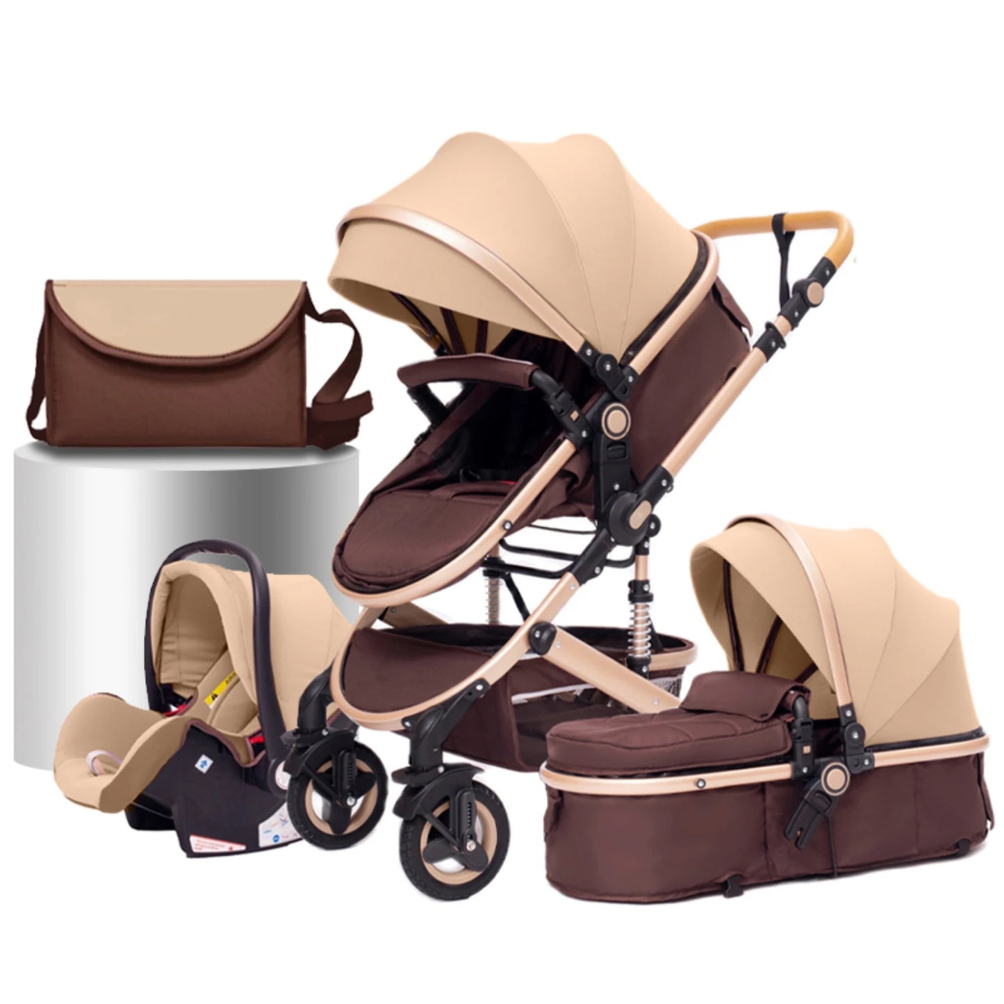 3-in-1 Foldable Baby Stroller – High Landscape, Travel-Ready for Newborns (CE Approved)