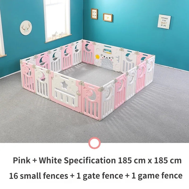 Children's Playpen Baby Activity Gym Indoor Foldable Fence Toddler Pink Safety Playpen Home Crawling Mat Ball Pool Playground