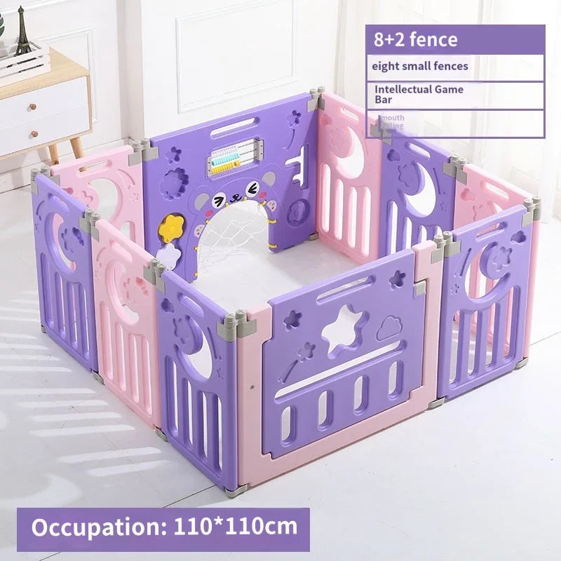 Children's Playpen Baby Activity Gym Indoor Foldable Fence Toddler Pink Safety Playpen Home Crawling Mat Ball Pool Playground