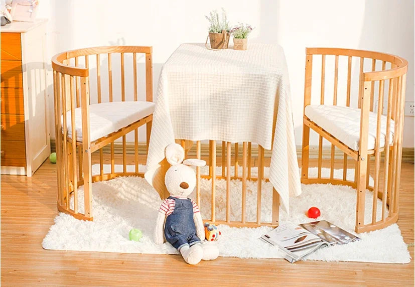 Multifunctional Wooden Crib – Eco-Friendly Solid Wood Baby Bed & Newborn Cradle