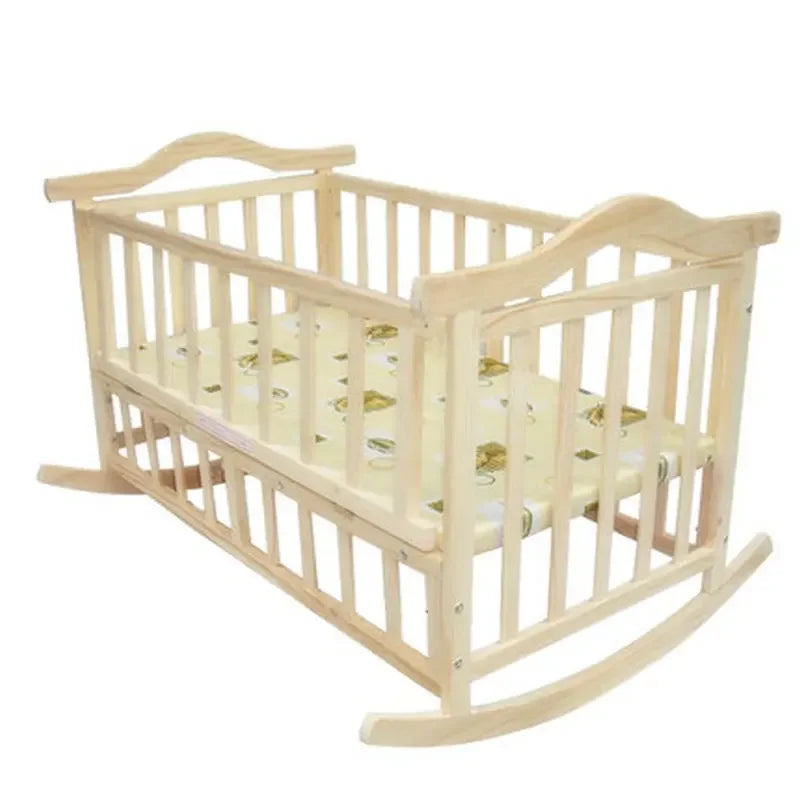 105cm/120cm Extra-Large Baby Bed – Sturdy, No-Paint Crib & Rocking Cradle with Mosquito Net