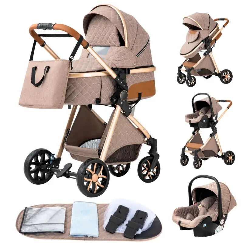 3-in-1 Lightweight Baby Stroller – Multifunctional Baby Carriage with Four Wheels for Newborns and Toddlers