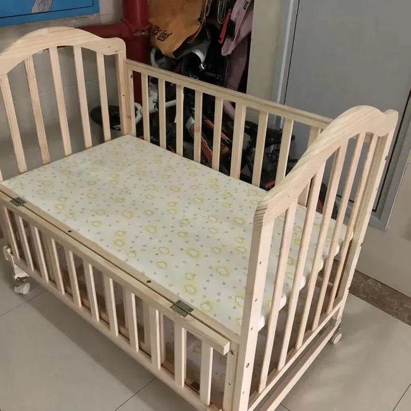 Multifunctional Baby Bed – Solid Wood Cradle & Children's Crib with Mosquito Net