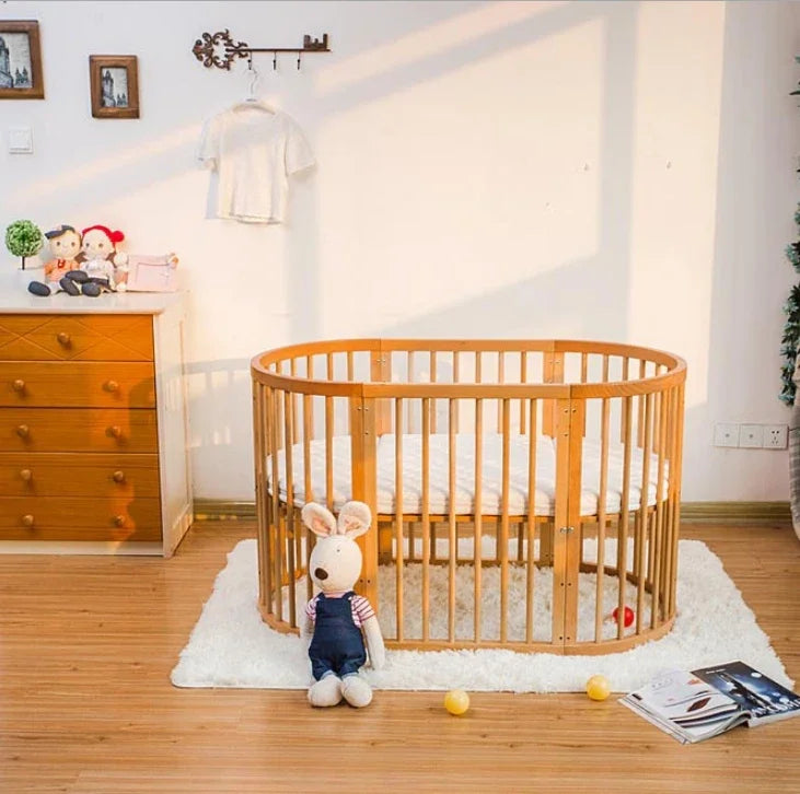 Multifunctional Wooden Crib – Eco-Friendly Solid Wood Baby Bed & Newborn Cradle