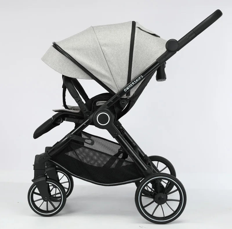 Bidirectional Baby Stroller – High View, Folding, Shock-Absorbing Four-Wheel Cart, Sit or Lie Down, Lightweight Baby Stroller