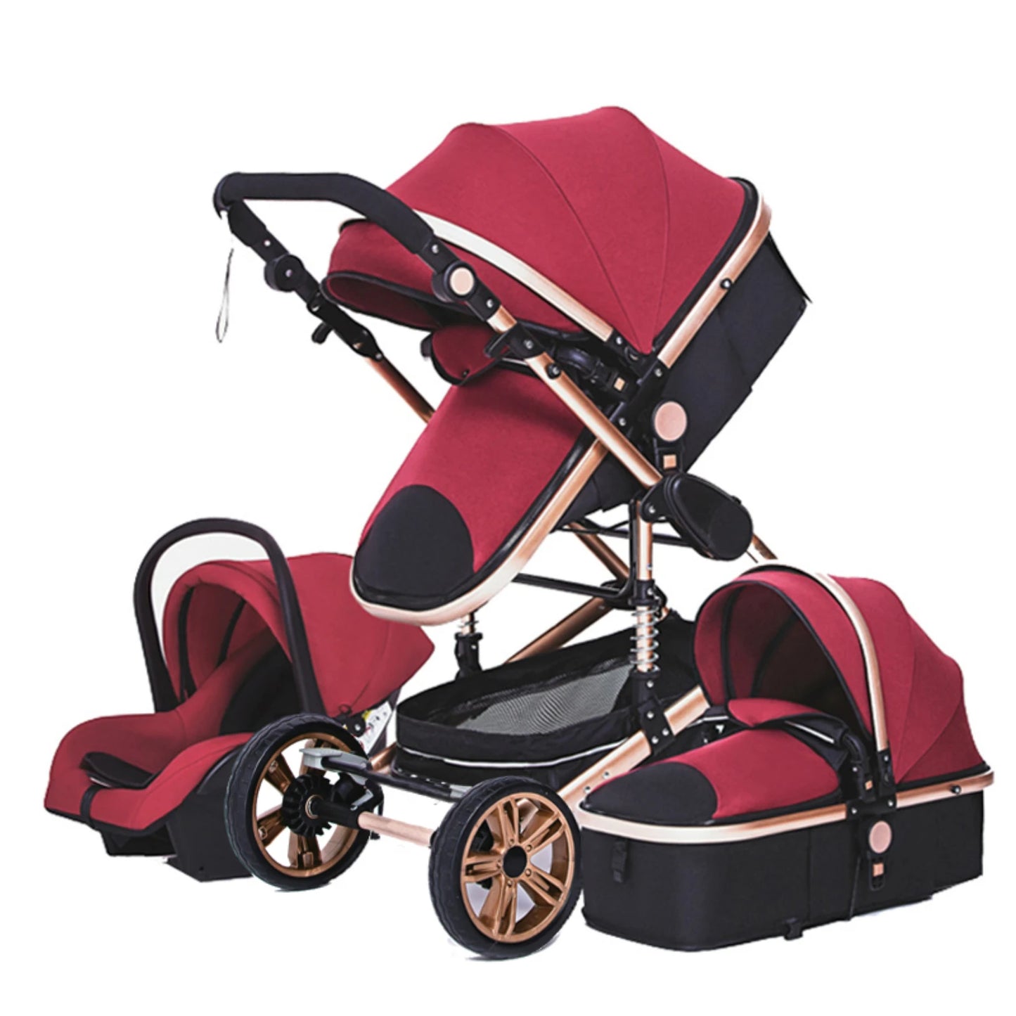 Luxury Baby Stroller 3 in 1 Portable Travel Baby Carriage Folding Prams Aluminum Frame High Landscape Car for Newborn Babyboomer