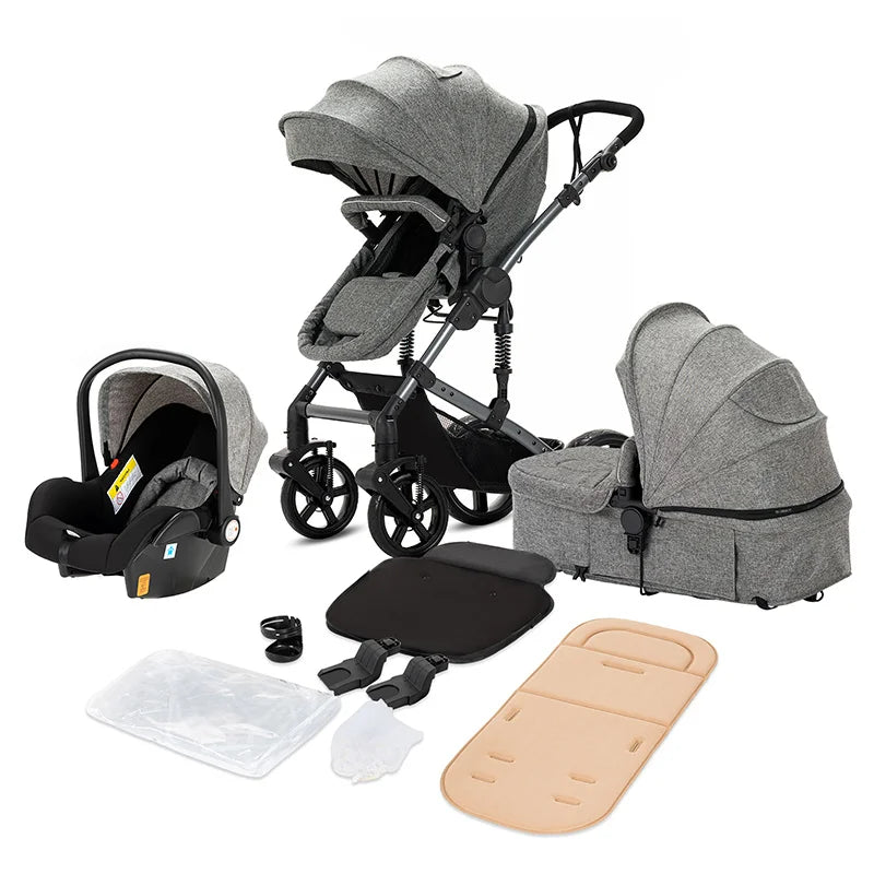 3-in-1 Baby Stroller – 2025 High Landscape Travel Trolley & Safety Carriage for Newborns