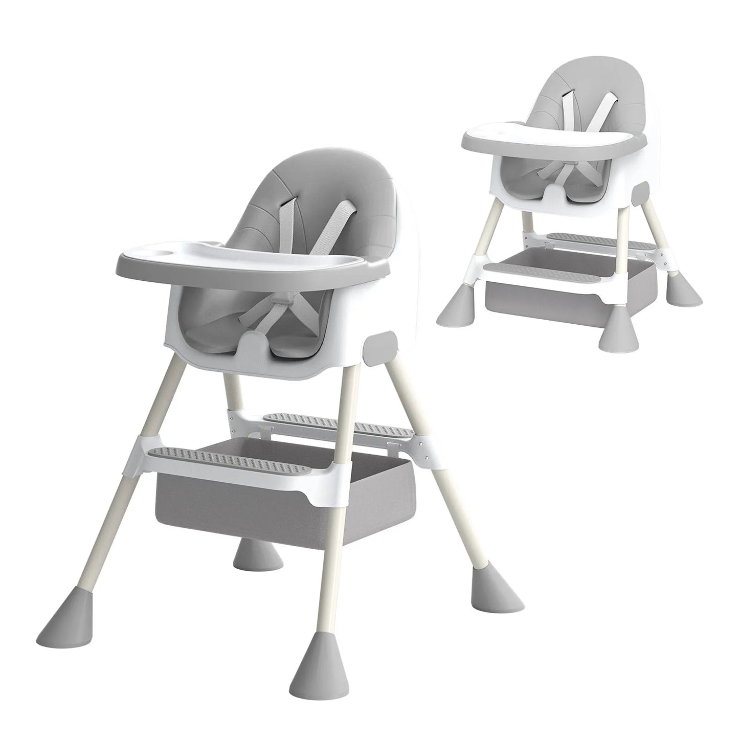 UBRAVOO 2-in-1 Baby High Chair – Detachable Double Tray, Footrest, Easy-to-Clean Feeding Chair for 6 Months+