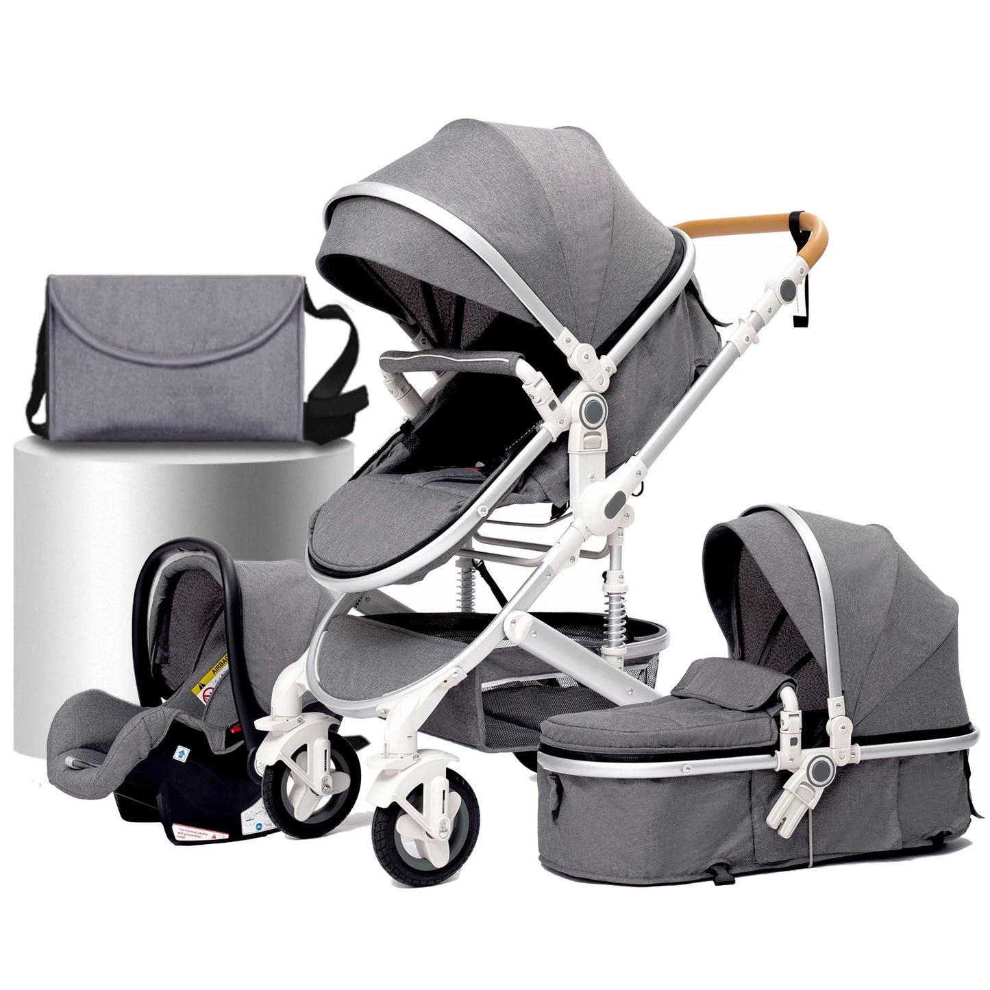 3-in-1 Foldable Baby Stroller – High Landscape, Travel-Ready for Newborns (CE Approved)