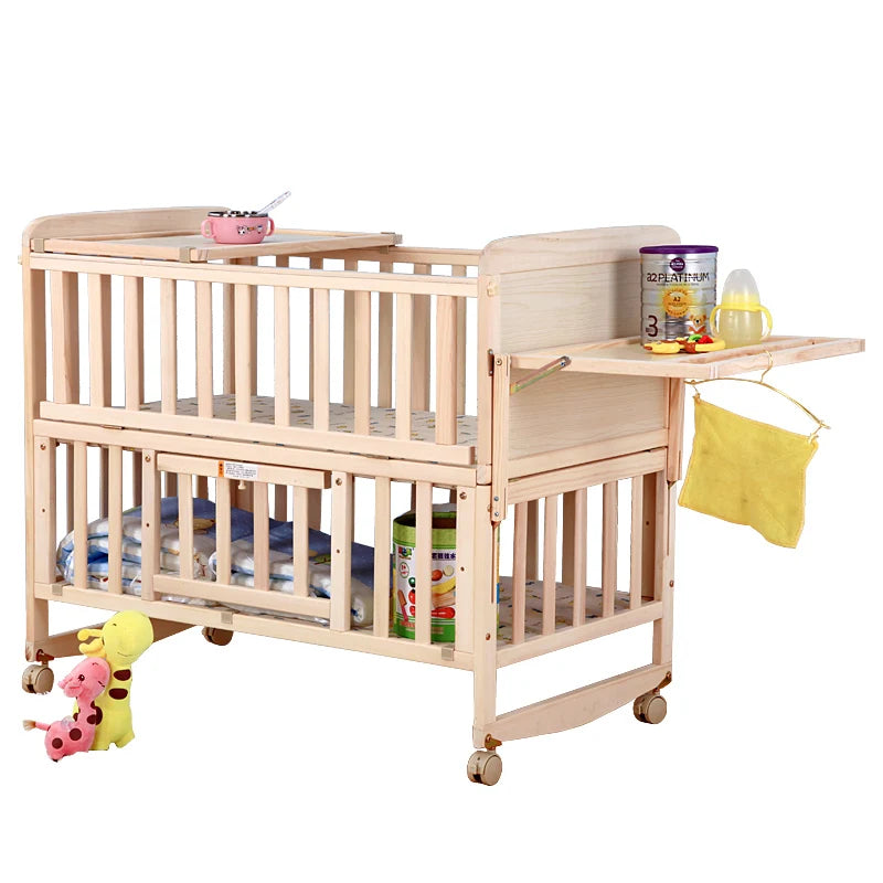 🌟 8-in-1 Convertible Baby Bed with Adjustable Height, Rocking Cradle, and Storage – Eco-Friendly Pine Wood Baby Crib 🌟