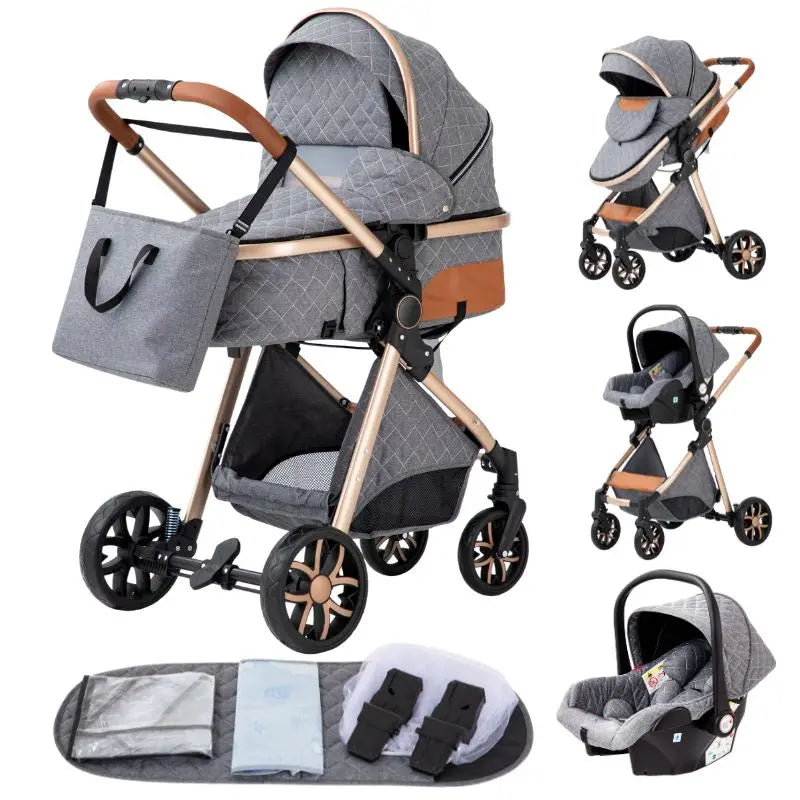 3-in-1 Lightweight Baby Stroller – Multifunctional Baby Carriage with Four Wheels for Newborns and Toddlers