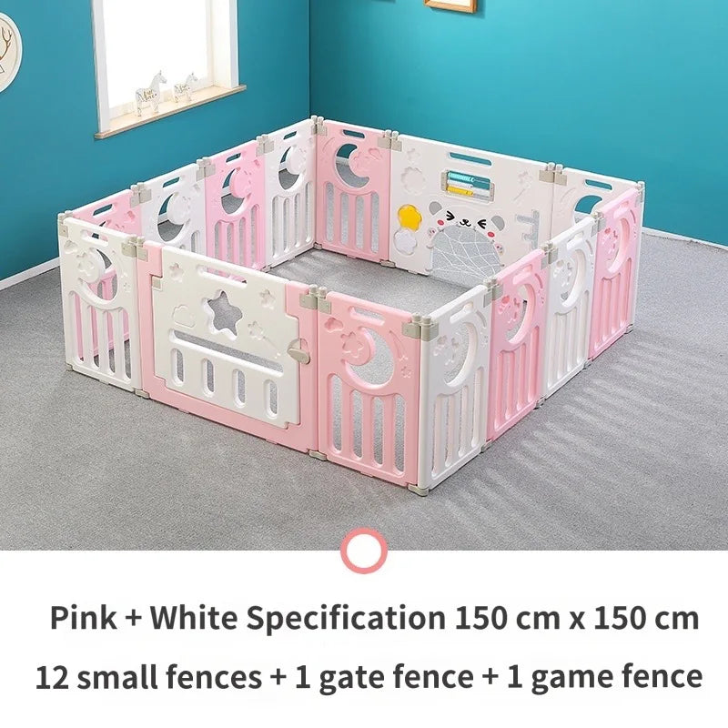 Children's Playpen Baby Activity Gym Indoor Foldable Fence Toddler Pink Safety Playpen Home Crawling Mat Ball Pool Playground