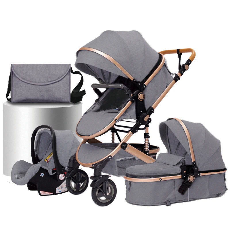 3-in-1 Foldable Baby Stroller – High Landscape, Travel-Ready for Newborns (CE Approved)