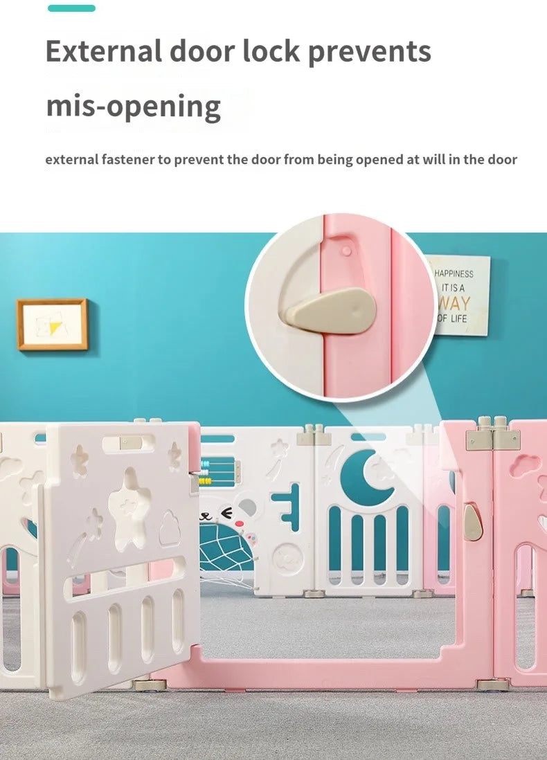 Children's Playpen Baby Activity Gym Indoor Foldable Fence Toddler Pink Safety Playpen Home Crawling Mat Ball Pool Playground