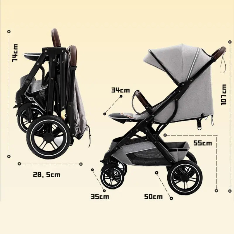 Ultra-Lightweight High Landscape Baby Stroller – Portable Travel Stroller & Rocker for Newborns (0-4 Years)