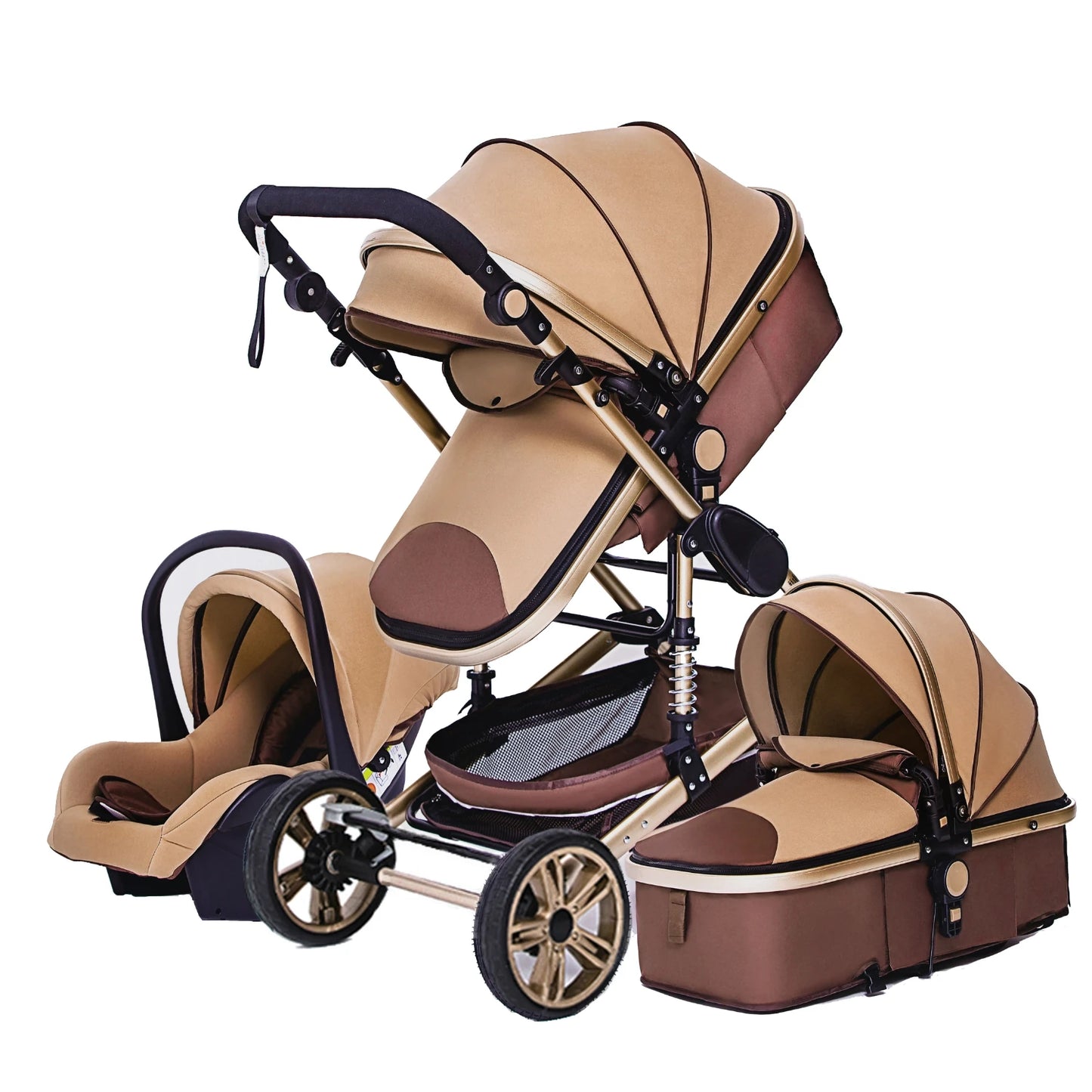 Luxury Baby Stroller 3 in 1 Portable Travel Baby Carriage Folding Prams Aluminum Frame High Landscape Car for Newborn Babyboomer