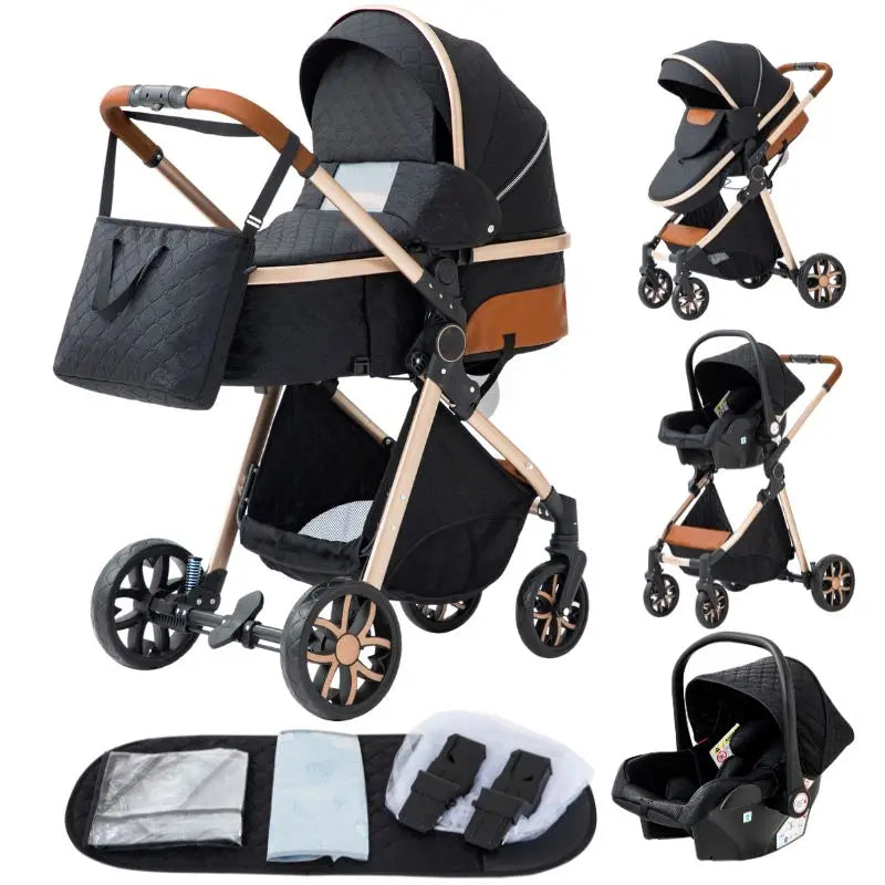 3-in-1 Lightweight Baby Stroller – Multifunctional Baby Carriage with Four Wheels for Newborns and Toddlers