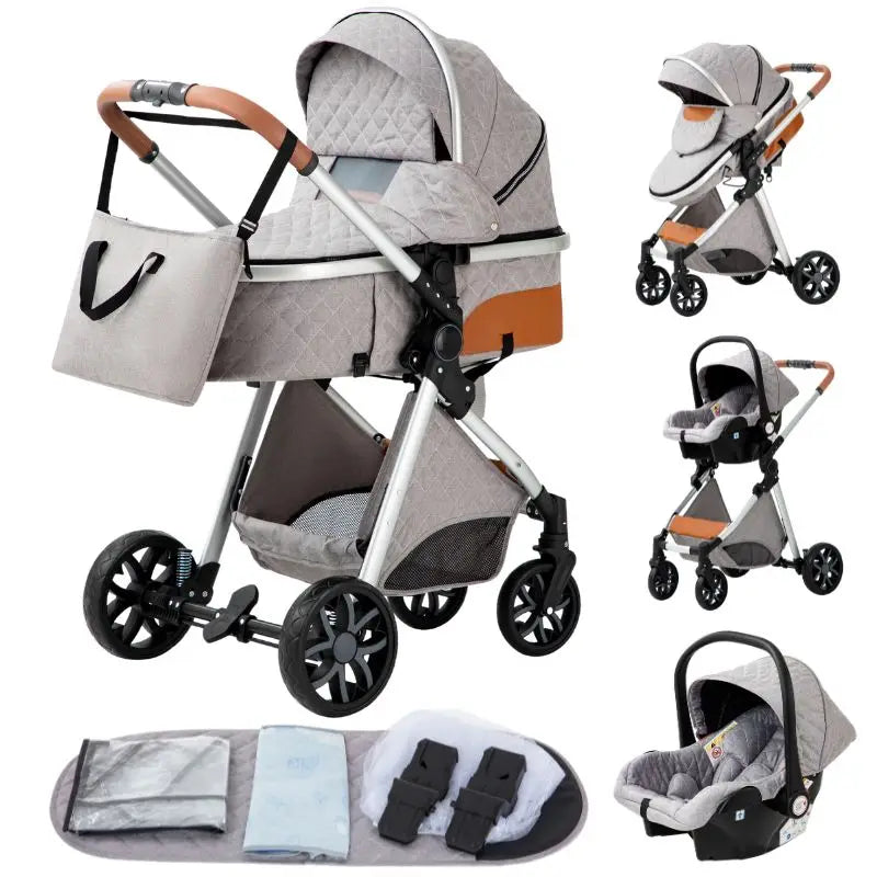 3-in-1 Lightweight Baby Stroller – Multifunctional Baby Carriage with Four Wheels for Newborns and Toddlers