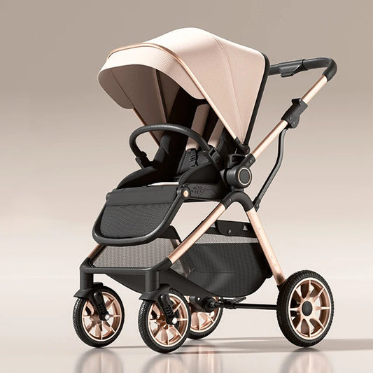 Lightweight High Landscape Baby Stroller – Two-Way Push, Single-Handed Folding, Sit & Lie for Newborns