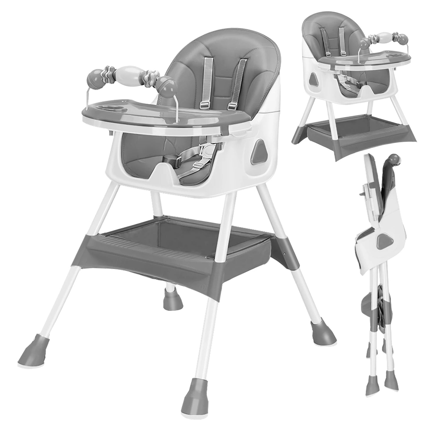 UBRAVOO Foldable Baby High Chair 6 Months Plus, with Large Antislip Pad & ToyRack, Easy to Clean Feeding , E500