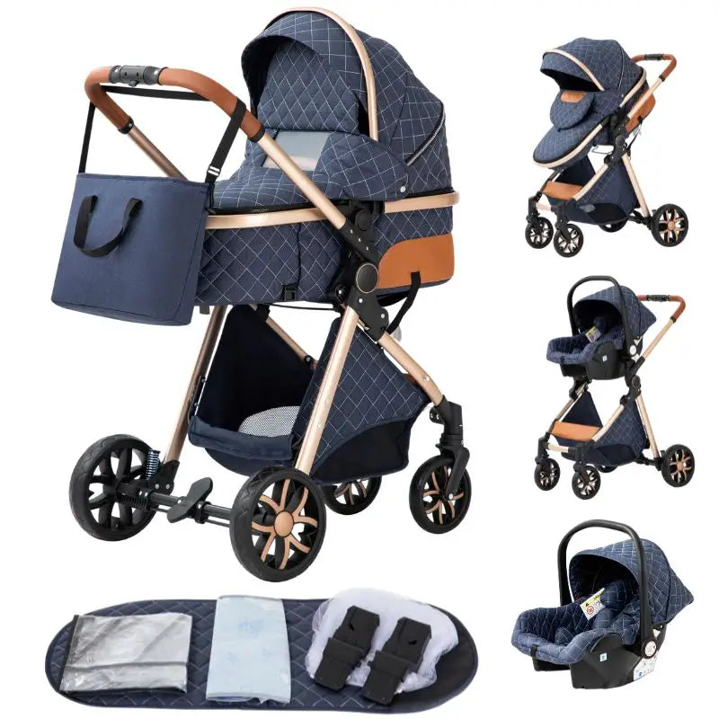 3-in-1 Lightweight Baby Stroller – Multifunctional Baby Carriage with Four Wheels for Newborns and Toddlers