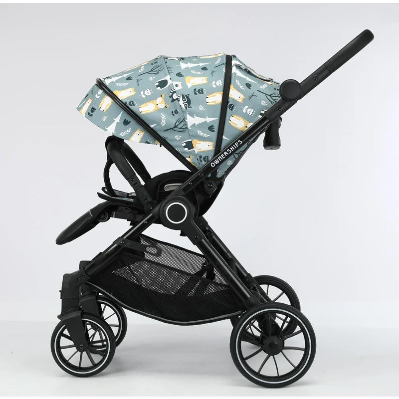 Bidirectional Baby Stroller – High View, Folding, Shock-Absorbing Four-Wheel Cart, Sit or Lie Down, Lightweight Baby Stroller