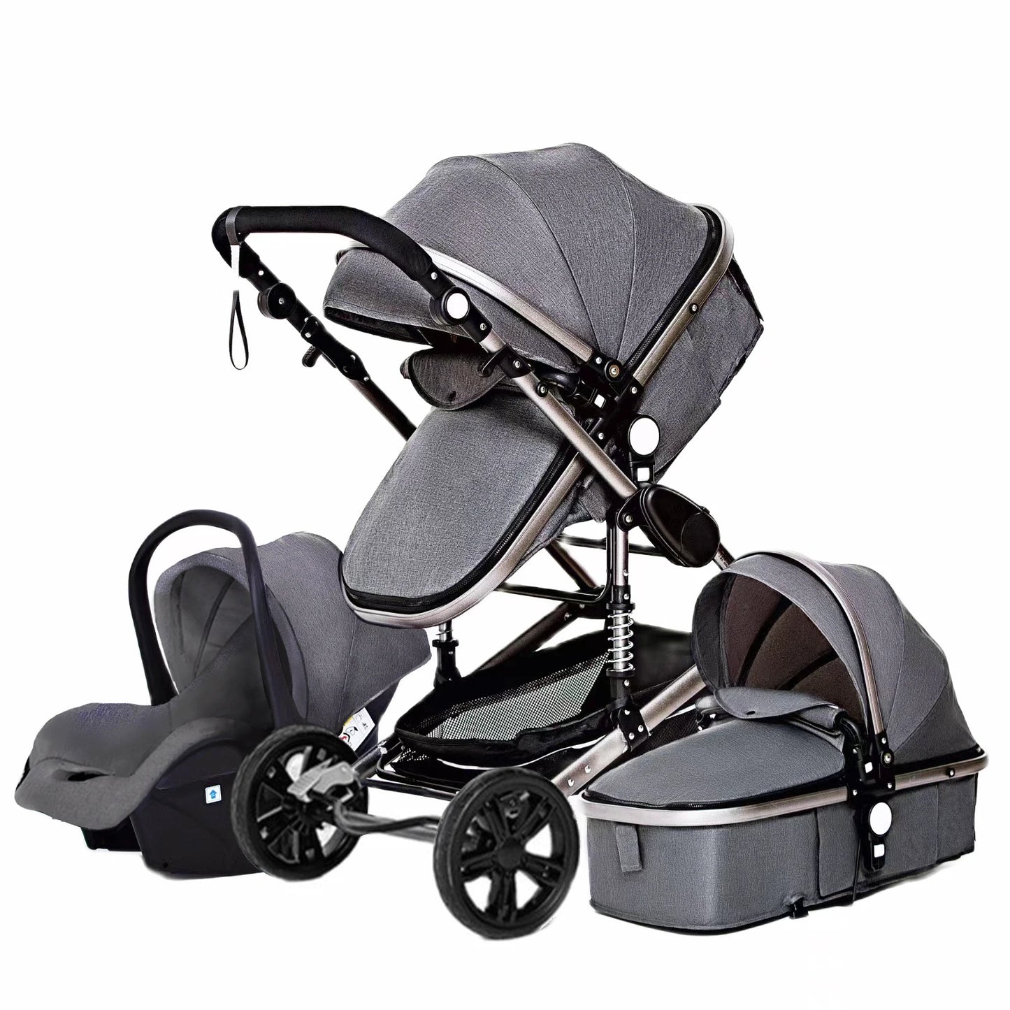 Luxury Baby Stroller 3 in 1 Portable Travel Baby Carriage Folding Prams Aluminum Frame High Landscape Car for Newborn Babyboomer