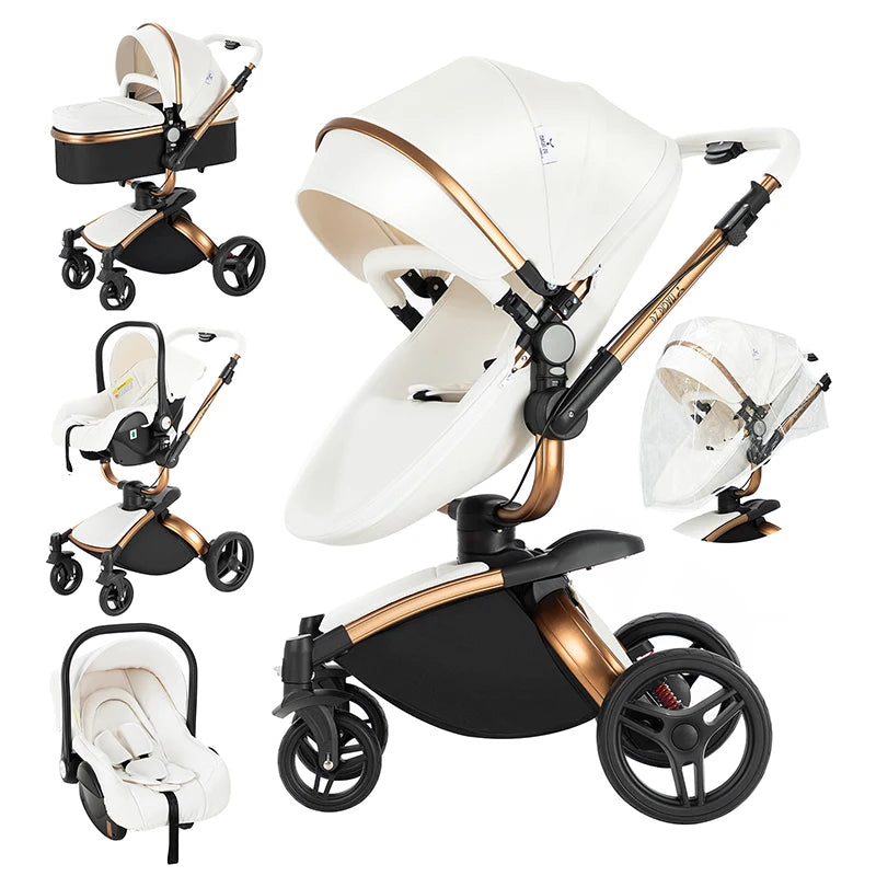 3-in-1 Lightweight Baby Stroller – High Landscape, Luxury Baby Carriage for Newborns