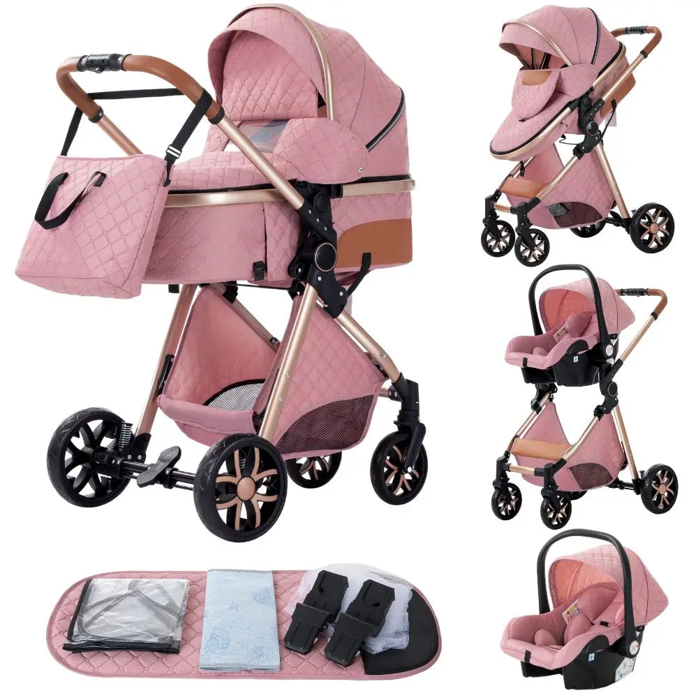 3-in-1 Lightweight Baby Stroller – Multifunctional Baby Carriage with Four Wheels for Newborns and Toddlers