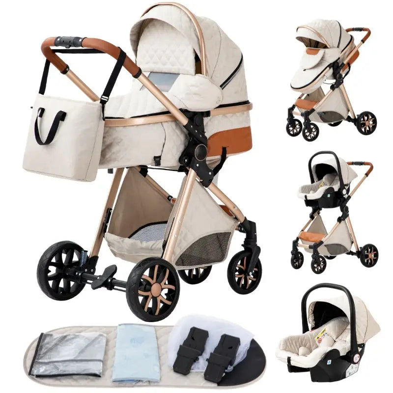 3-in-1 Lightweight Baby Stroller – Multifunctional Baby Carriage with Four Wheels for Newborns and Toddlers