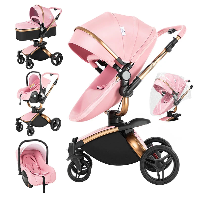 3-in-1 Lightweight Baby Stroller – High Landscape, Luxury Baby Carriage for Newborns