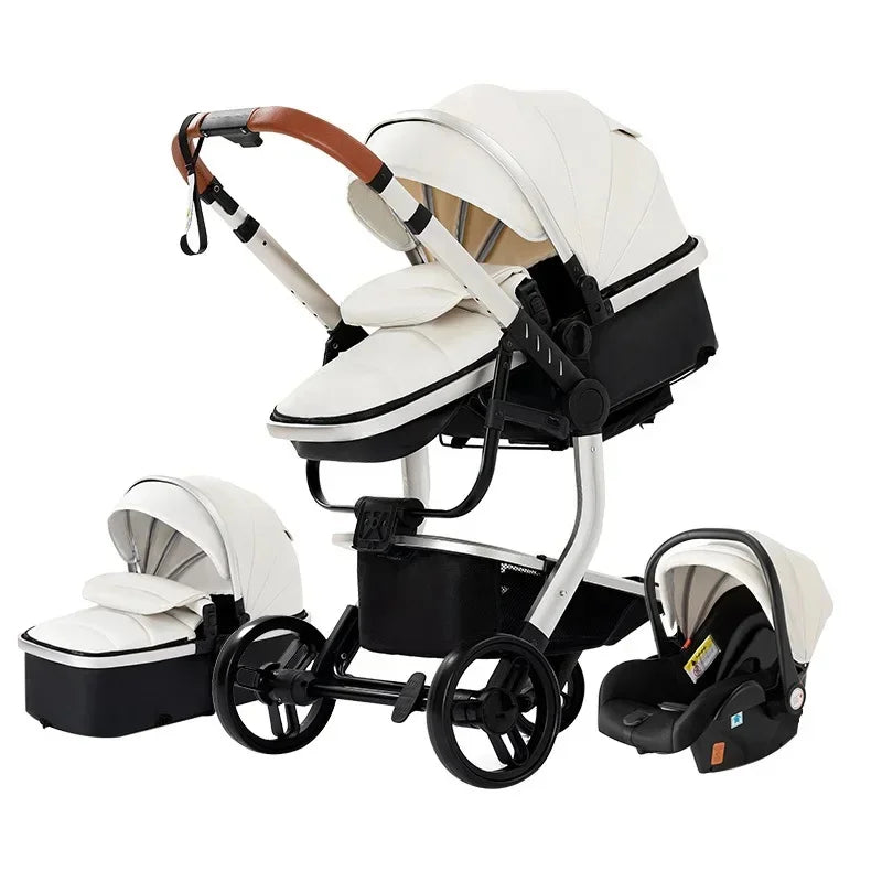 3-in-1 Luxury Baby Stroller – High Landscape Baby Carriage, Travel Trolley & Bed for Newborns