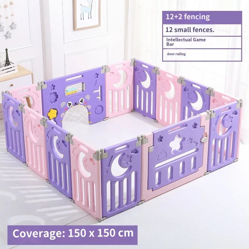 Children's Playpen Baby Activity Gym Indoor Foldable Fence Toddler Pink Safety Playpen Home Crawling Mat Ball Pool Playground