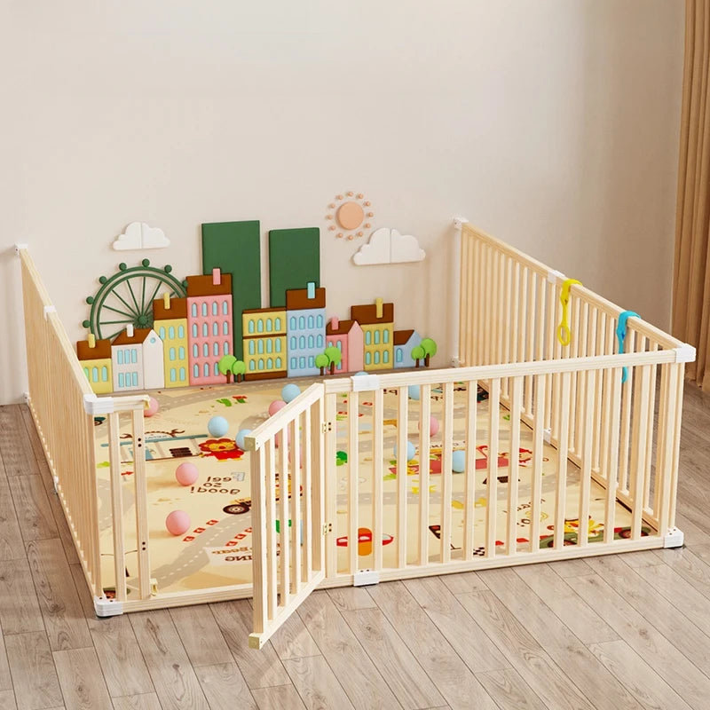 Extra-Height Baby Playpen with Crawling Mat – Safe & Spacious Toddler Activity Zone for Living Room