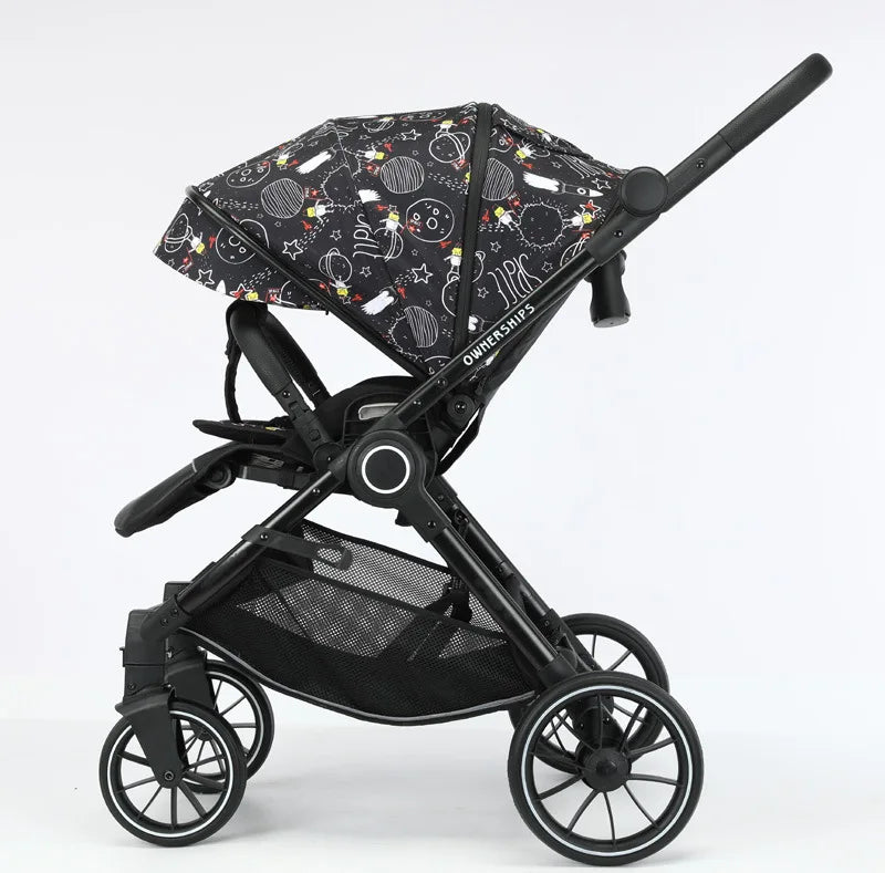 Bidirectional Baby Stroller – High View, Folding, Shock-Absorbing Four-Wheel Cart, Sit or Lie Down, Lightweight Baby Stroller