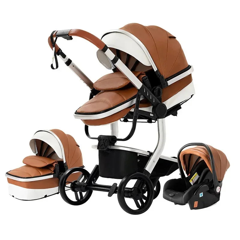 3-in-1 Luxury Baby Stroller – High Landscape Baby Carriage, Travel Trolley & Bed for Newborns