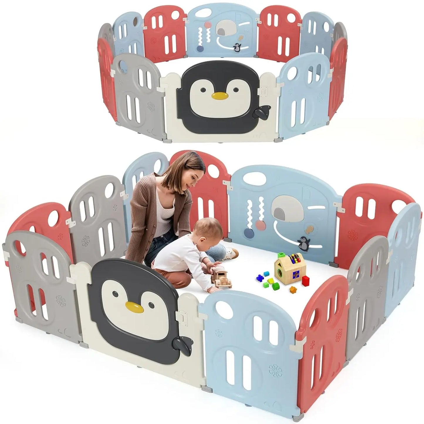 Multicolour Baby Playpen – 14-Panel Kids Activity Centre with Safety Barrier for Indoor & Outdoor Play