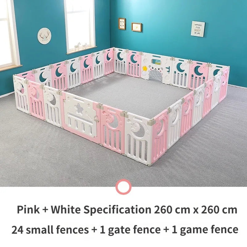 Children's Playpen Baby Activity Gym Indoor Foldable Fence Toddler Pink Safety Playpen Home Crawling Mat Ball Pool Playground