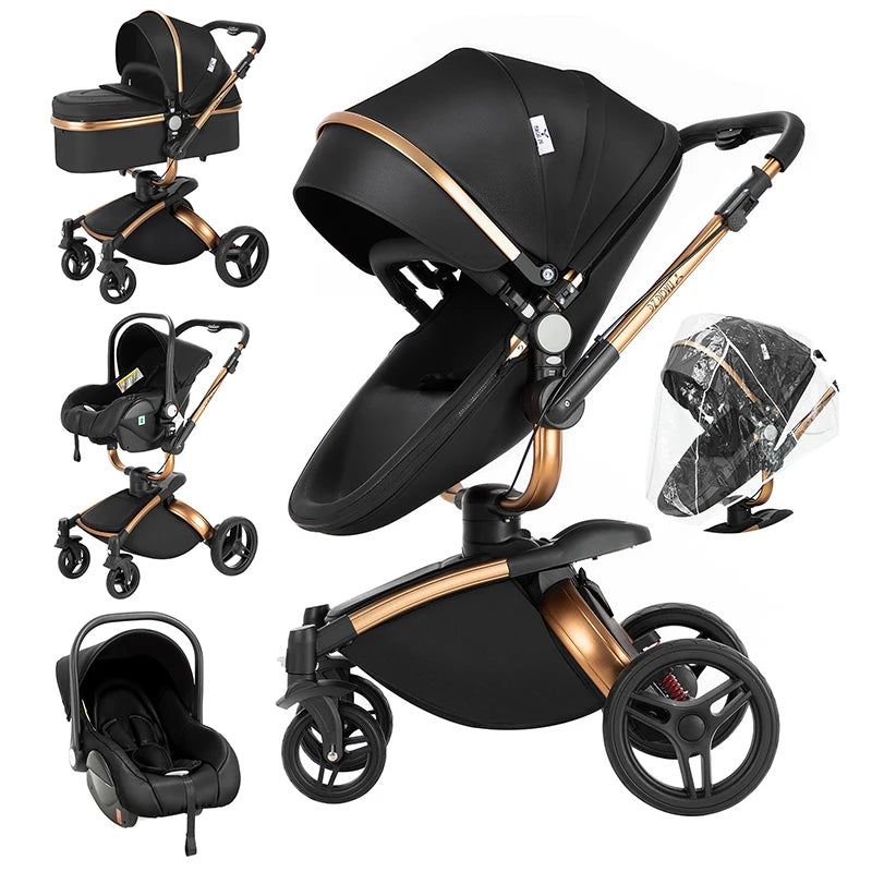 3-in-1 Lightweight Baby Stroller – High Landscape, Luxury Baby Carriage for Newborns