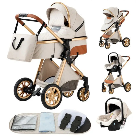 3-in-1 Lightweight Baby Stroller – Multifunctional Baby Carriage with Four Wheels for Newborns and Toddlers