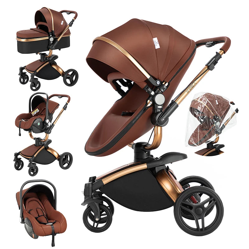 3-in-1 Lightweight Baby Stroller – High Landscape, Luxury Baby Carriage for Newborns