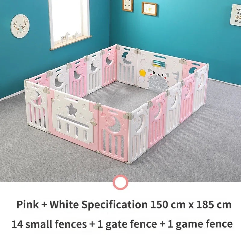 Children's Playpen Baby Activity Gym Indoor Foldable Fence Toddler Pink Safety Playpen Home Crawling Mat Ball Pool Playground