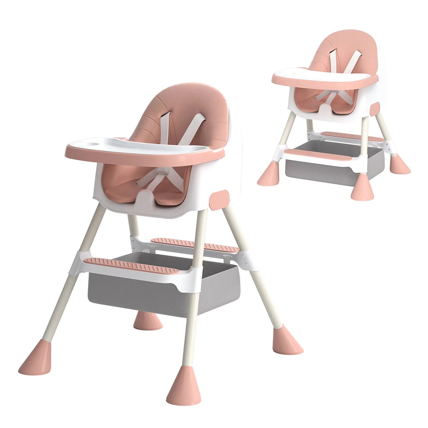 UBRAVOO 2-in-1 Baby High Chair – Detachable Double Tray, Footrest, Easy-to-Clean Feeding Chair for 6 Months+